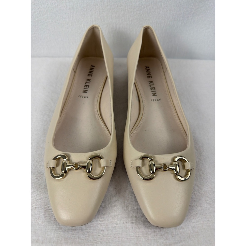 Anne Klein Arcora Cream Leather Horsebit iFlex Flats Loafer Classic Comfort 9.5